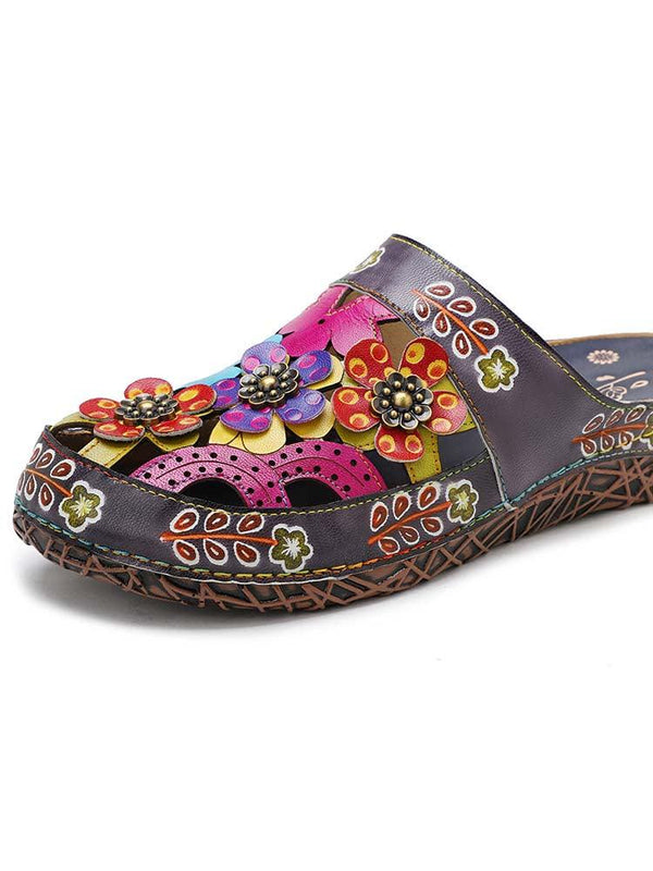 Flowers Handmade Colorful Slippers