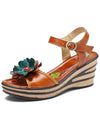 Retro Handmade Floral Wedge Sandals