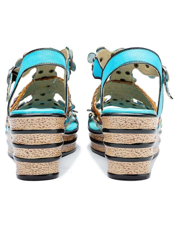Handmade Flowers Wedge Sandals