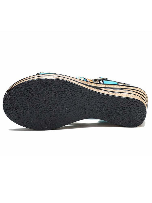 Handmade Flowers Wedge Sandals