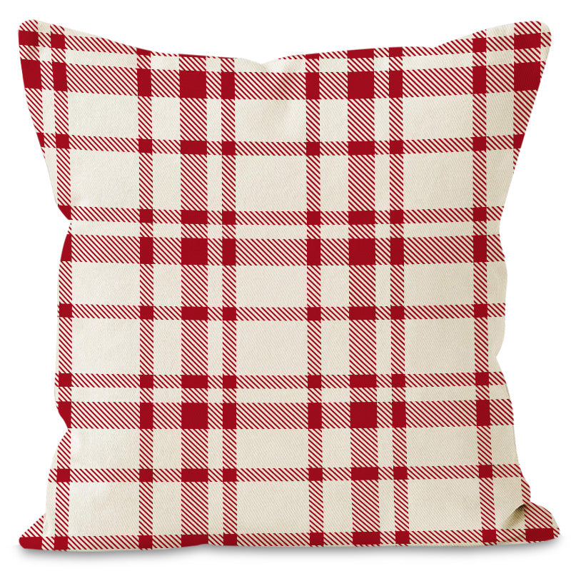 Christmas Snowflake Pillow Cover Linen Checkered Letter Printed Pillow Cover Christmas Theme Cushion Cover