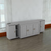Full Size Murphy Bed with Shelves, Cabinets and USB Ports,Gray - Gray + MDF+LVL