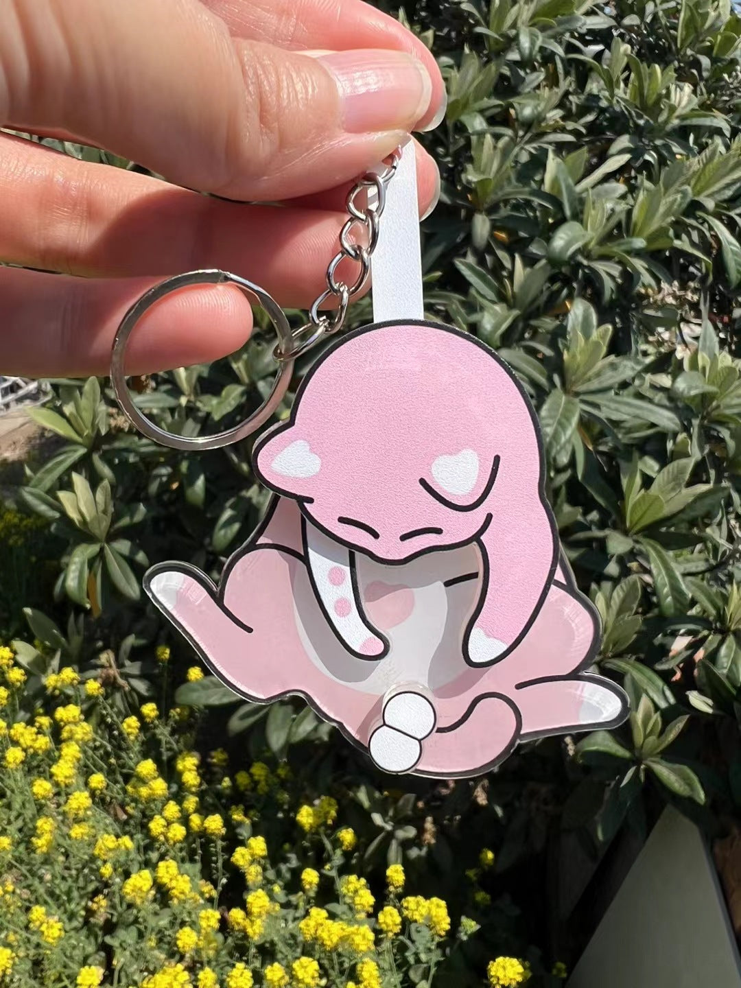 Creative Pulling and Playing Egg Cat Keychain Pendant Cute and Bizarre Spinable Bag Pendant