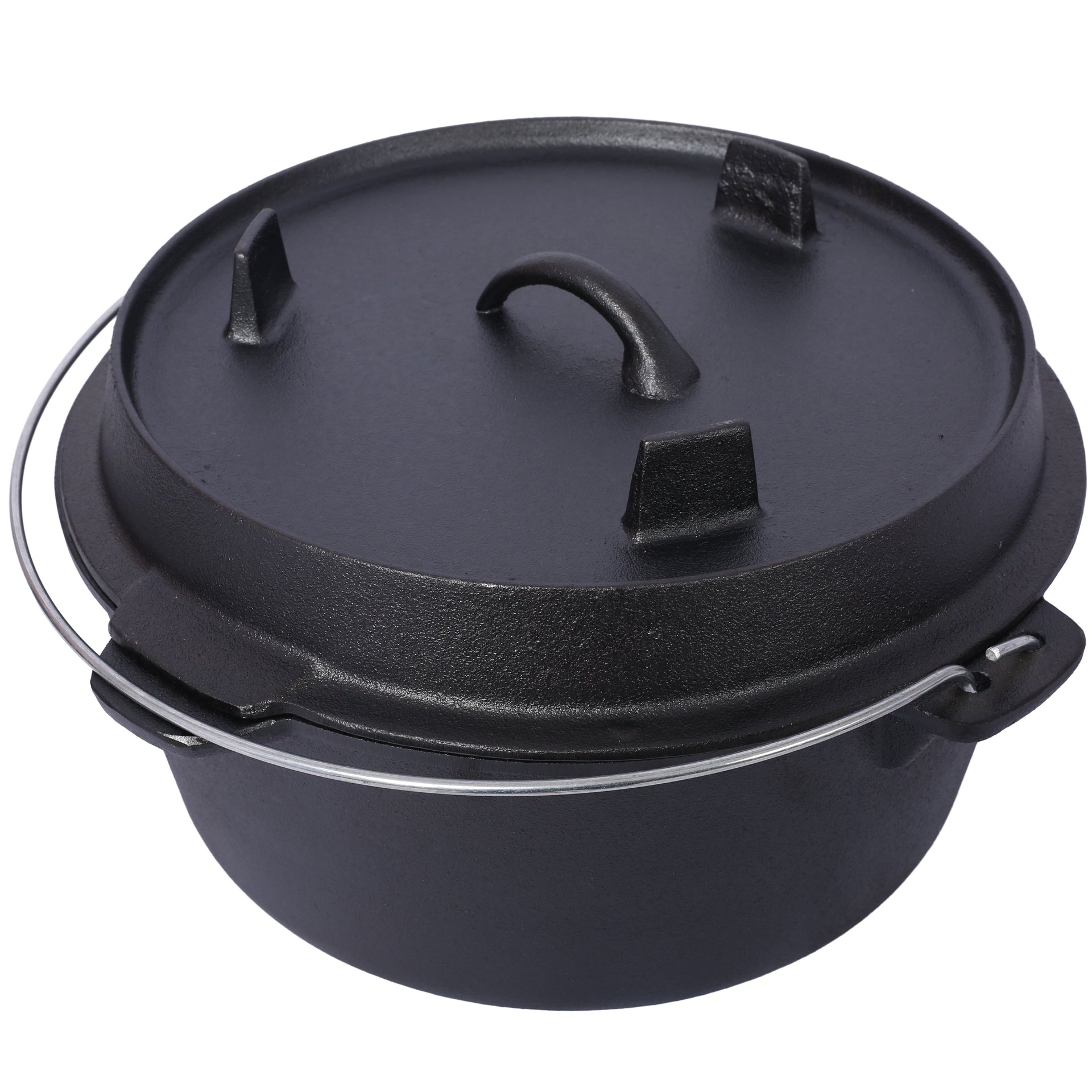 ast iron Dutch oven with lid, outdoor camping deep pot, used for camping, cooking, barbecue and leg rest, 8 Quart