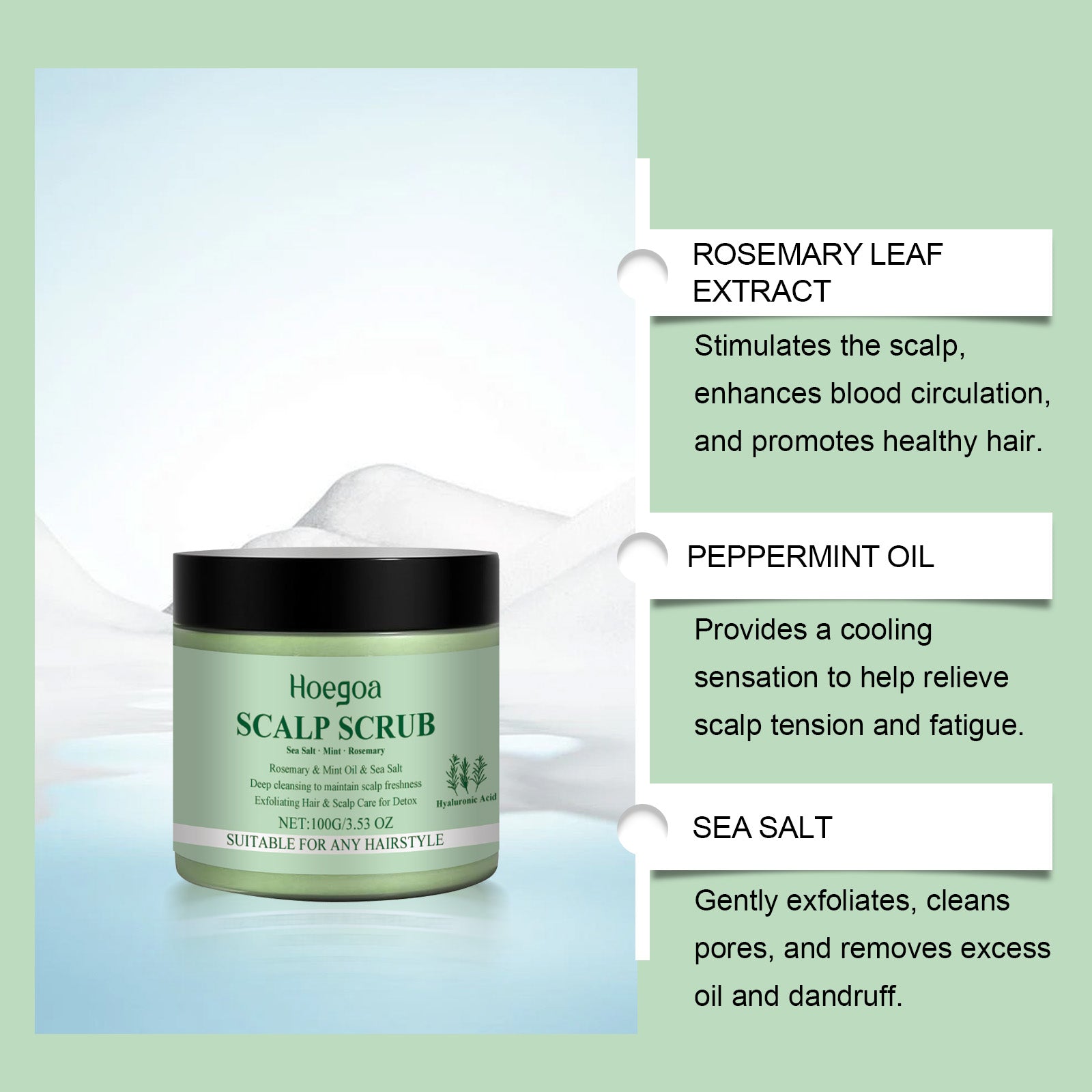 Rosemary Scalp Scrub, A Gentle, Cleansing, Moisturizing, Refreshing And Soothing Scalp Scrub
