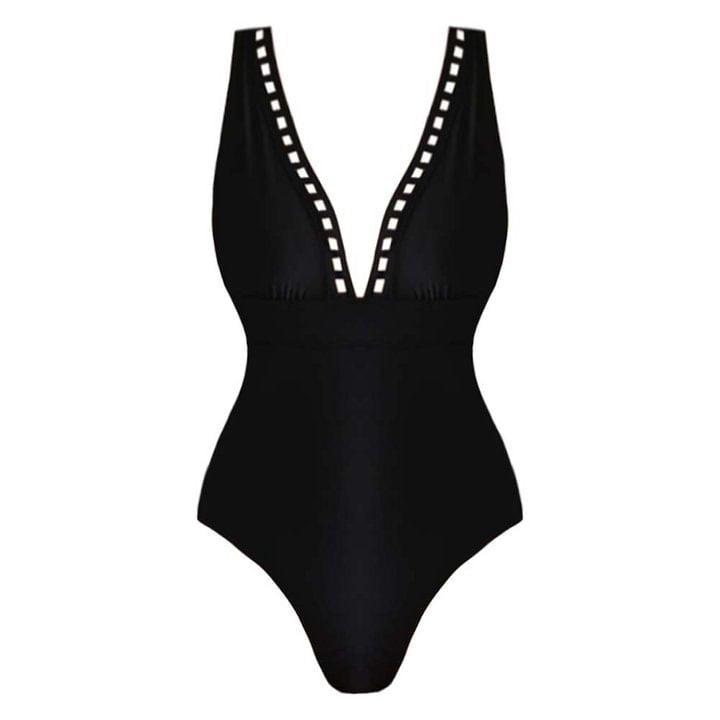 V-neck hollow sexy one-piece swimsuit women's set