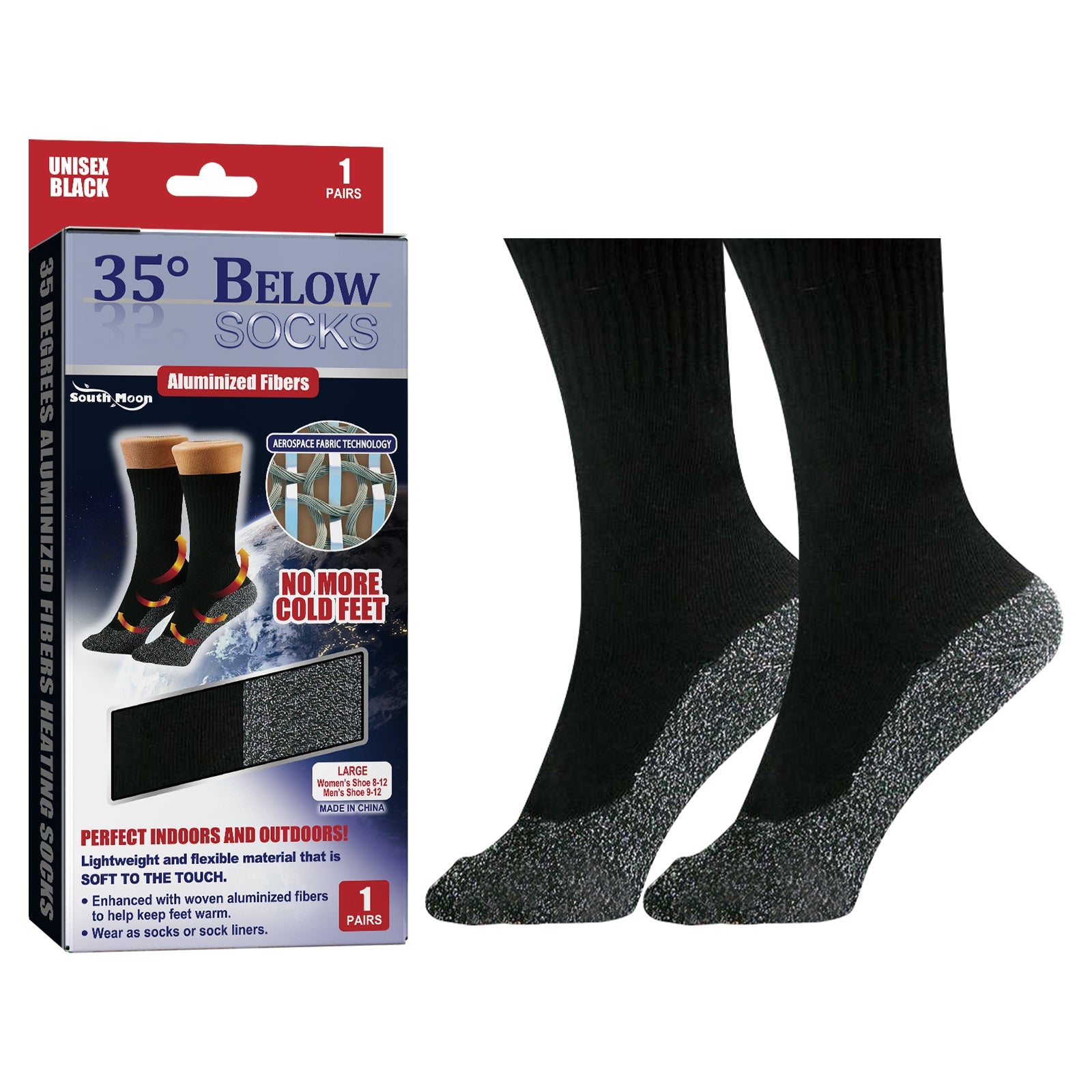 35 Degrees Aluminized Fibers Heating Socks, Relieve Vein Spontaneous Heat Constant Temperature Comfortable Warm Foot Cold Protection Socks
