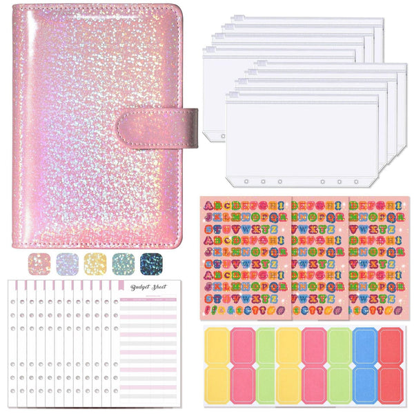 A6 Loose-Leaf Binder Budget Book Macaron Notebook Leather PU Loose-Leaf Book Cash Budget Handbook