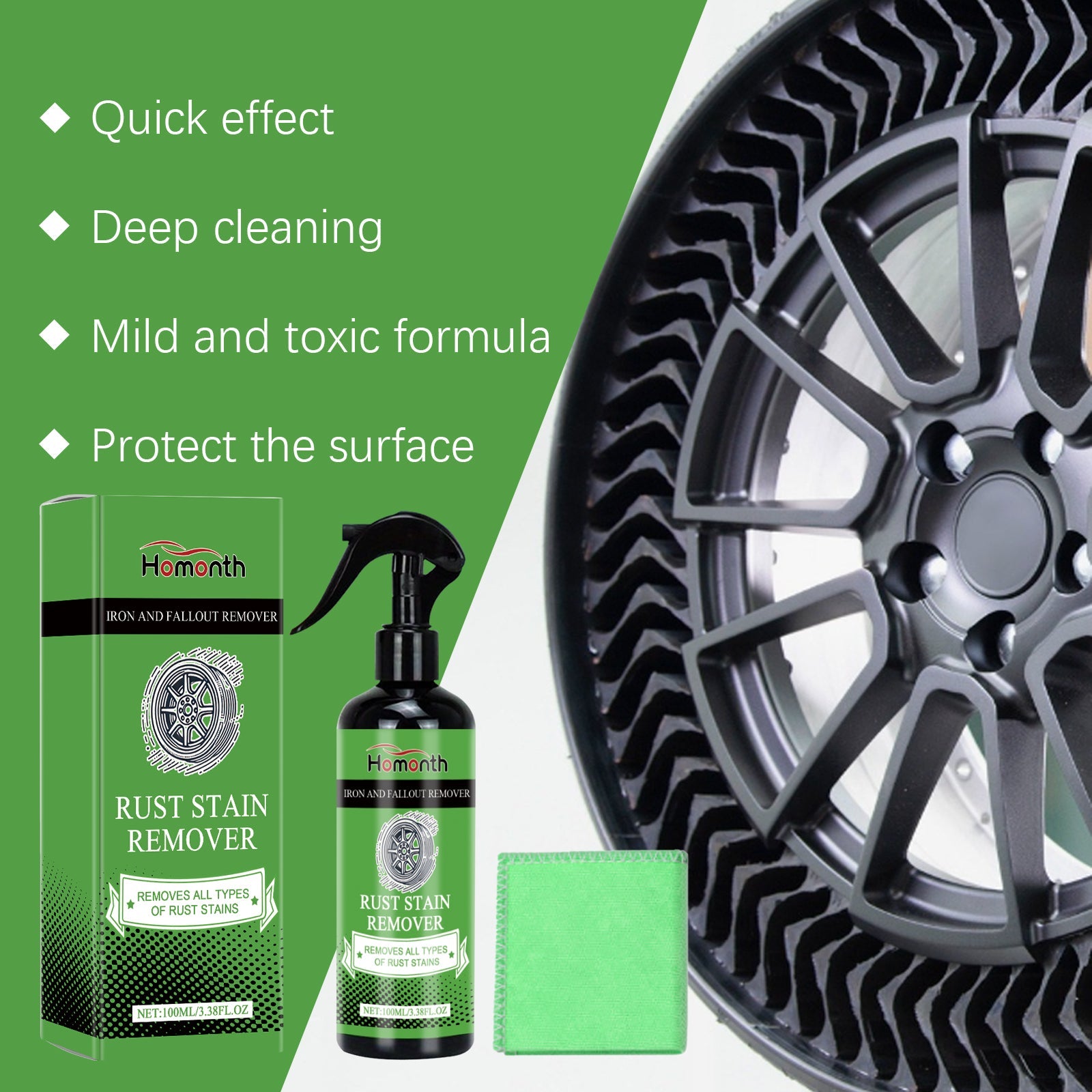Wheel Hub Rust Removal Spray Car Wheel Cleaning Decontamination Rust Renovation Polishing Maintenance
