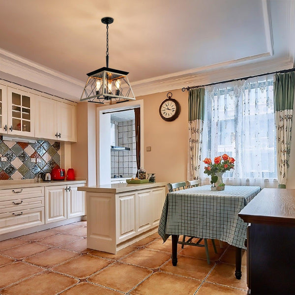4-Light Farmhouse Chandeliers For Dining Room (No Bulbs)