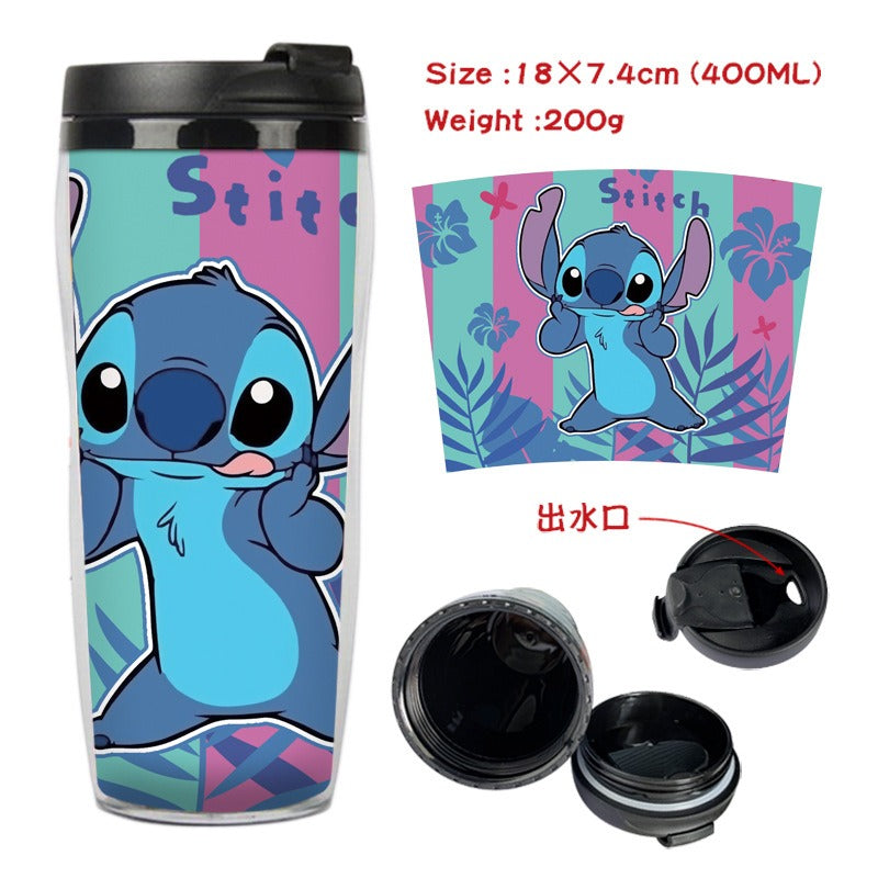 Stitch Stitch animation peripheral double-layer insulated plastic cup two-dimensional cartoon tea cup cold water kettle water cup