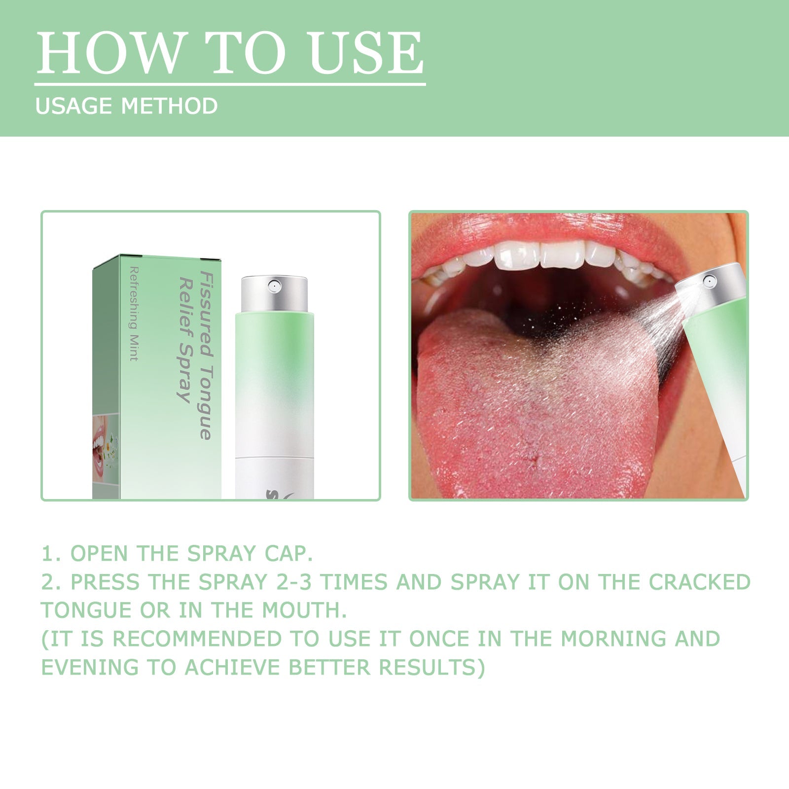 Fissured Tongue Relief Spray, Relieve Cracked Tongue And Fresh Breath Deodorizer Mouth Spray