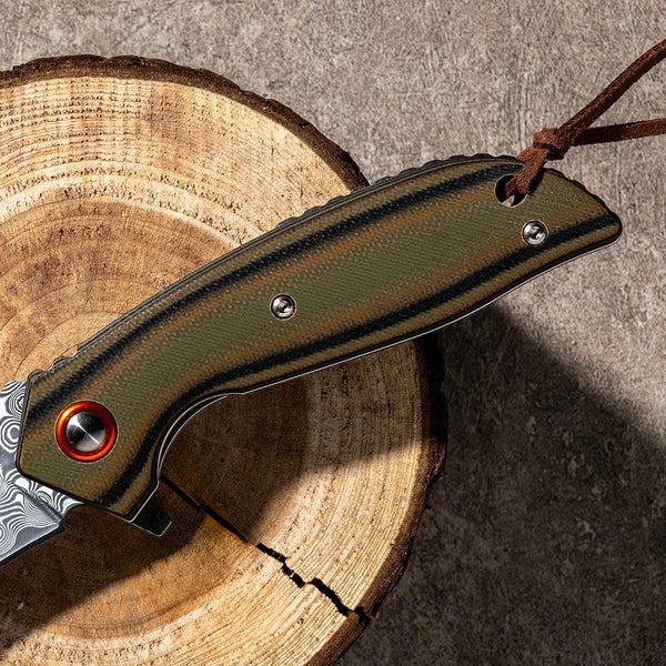 Scorpion Japanese Folding Pocket Knife with VG-10 Damascus Steel & G10 Handle