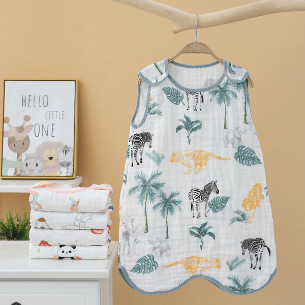 Children's Sleeping Bag Cotton Four-Layer Gauze Cute Cartoon Anti-Cold Anti-Kick Quilt Cotton Yarn Class A Baby Sleeping Bag