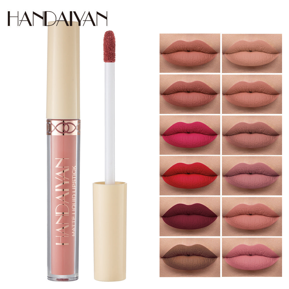 HANDAIYAN Popular Matte Matte Velvet 12 Colors Lip Gloss Liquid Lipstick Lip Glaze