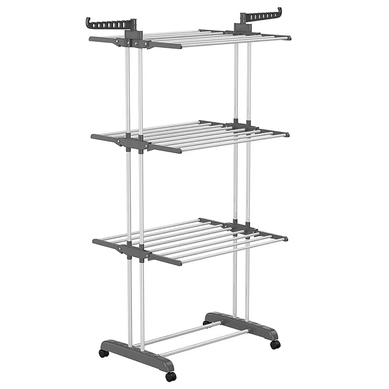 Folding Clothes Rack with Drying and Storage Functions for Bedroom, Ideal for Hanging Coats and Garments