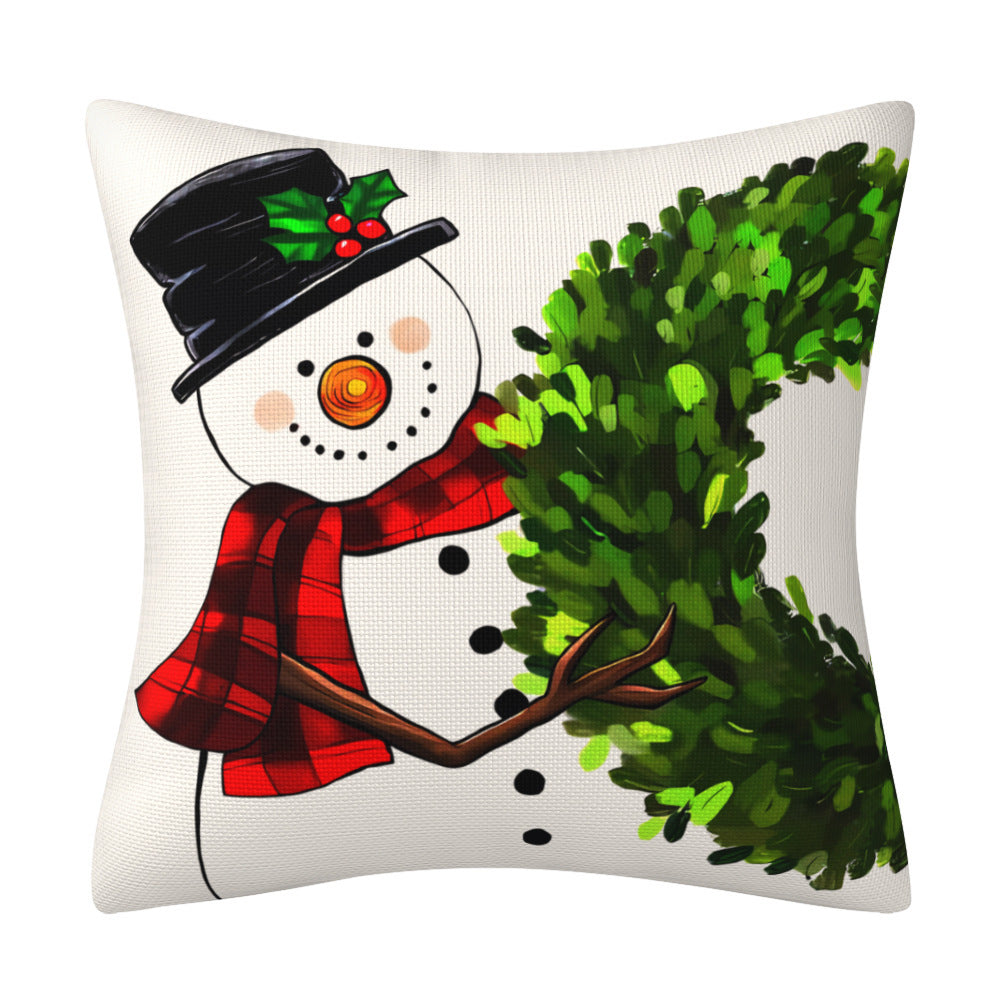Christmas Snowman Pillow Cover, Big Red Snowman Printed Cushion Cover, Decorative Sofa Cover, Home Furnishings