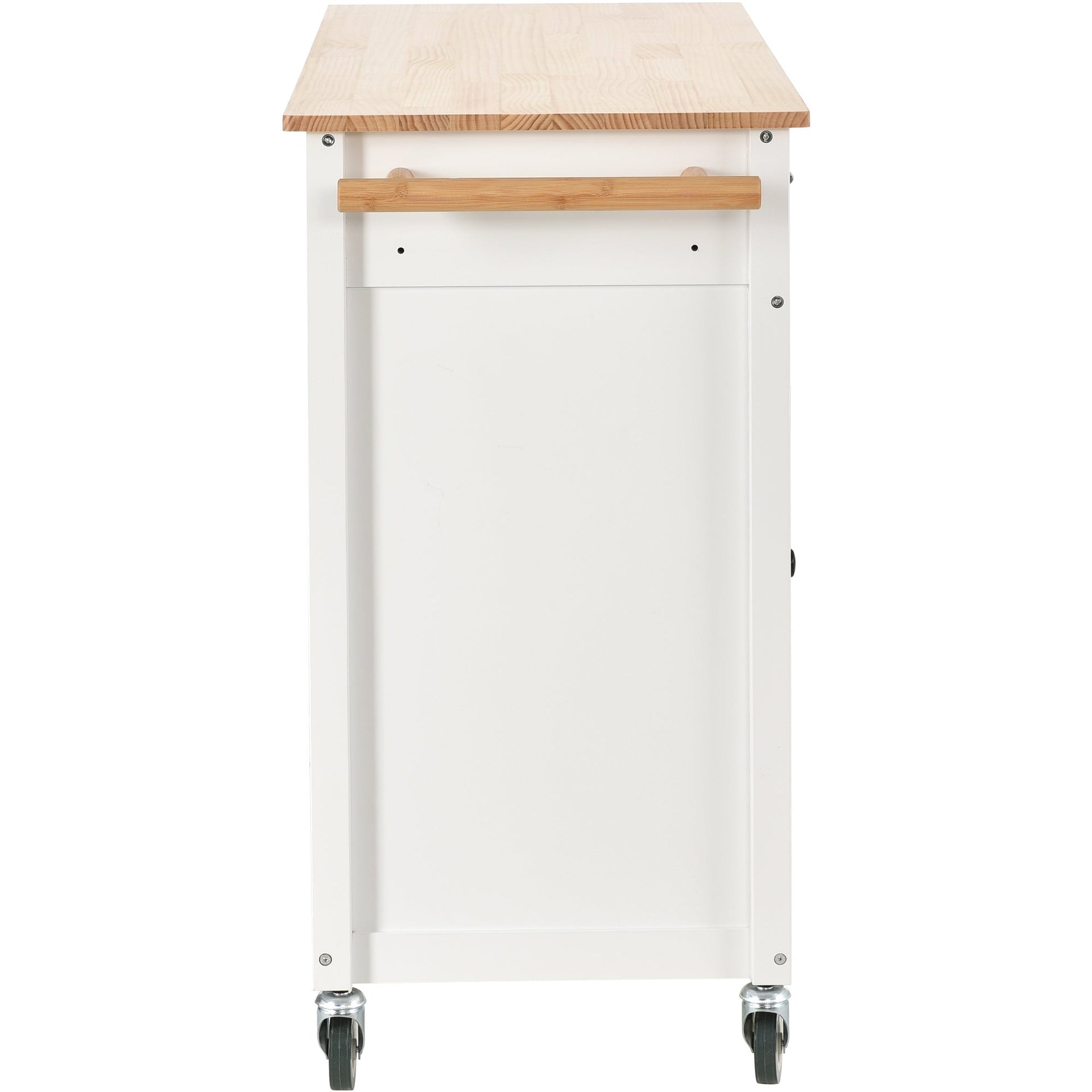 Kitchen Island Cart with Solid Wood Top and Locking Wheels 54.3 Inch Width  (White) V.I.P Digital Presence
