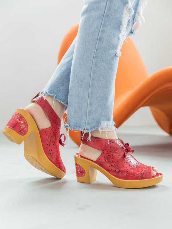 Vintage Handmade Fish Mouth Hollow Sandals