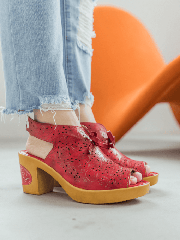 Vintage Handmade Fish Mouth Hollow Sandals