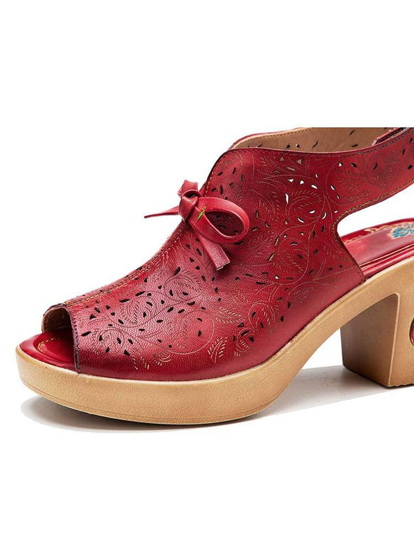 Vintage Handmade Fish Mouth Hollow Sandals