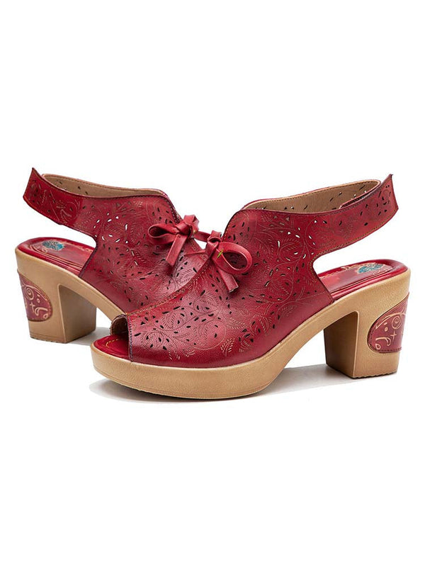 Vintage Handmade Fish Mouth Hollow Sandals