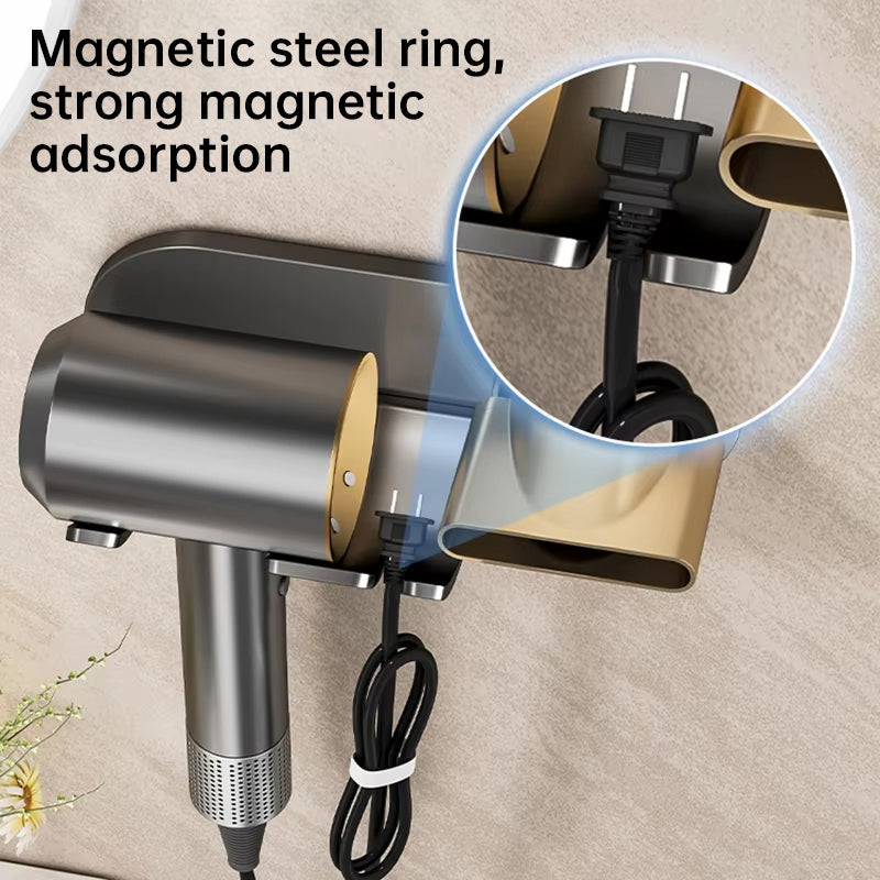 No - drill Magnetic Hair Dryer Wall Mount. Synthetic plastic, for Dyson/Leihen/Kexi. Colors: gray & white