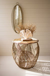 Seagrass Side Table with Fern Detail