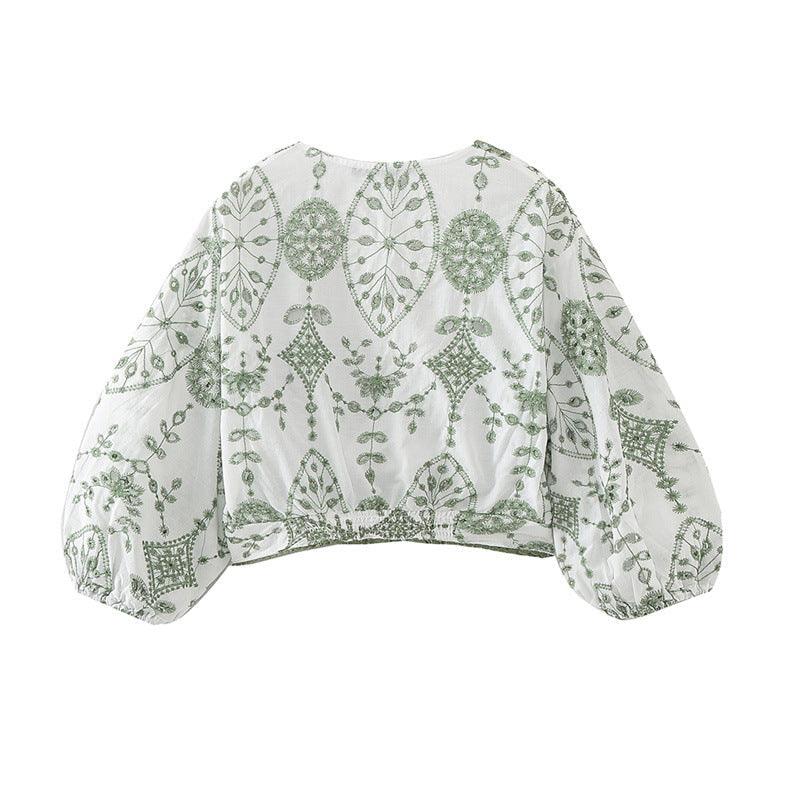 Fashionable Casual Loose Embroidered Short Top and Shorts for Women