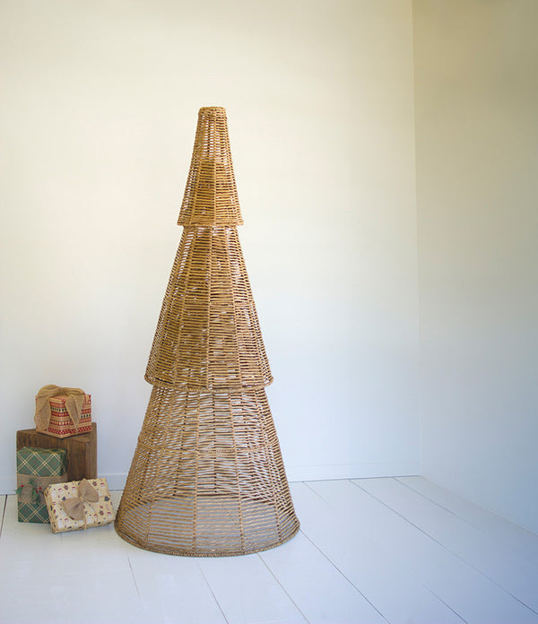 Set of 3 Stacking Seagrass and Iron Topiaries