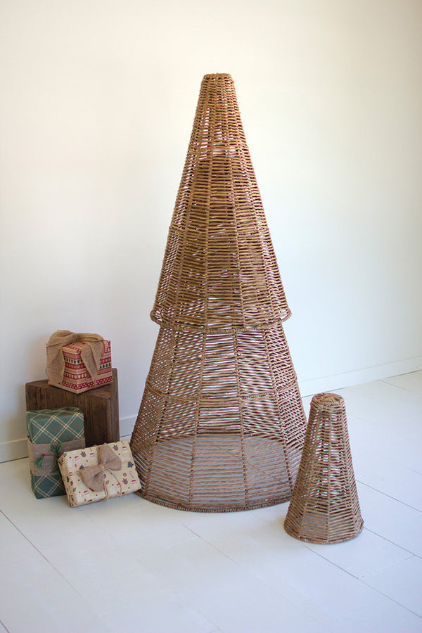 Set of 3 Stacking Seagrass and Iron Topiaries