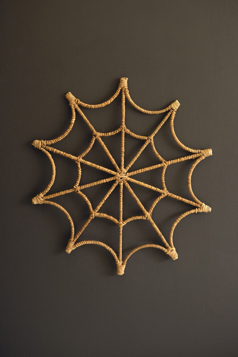 Seagrass and Iron Spider Web Wall Hanging