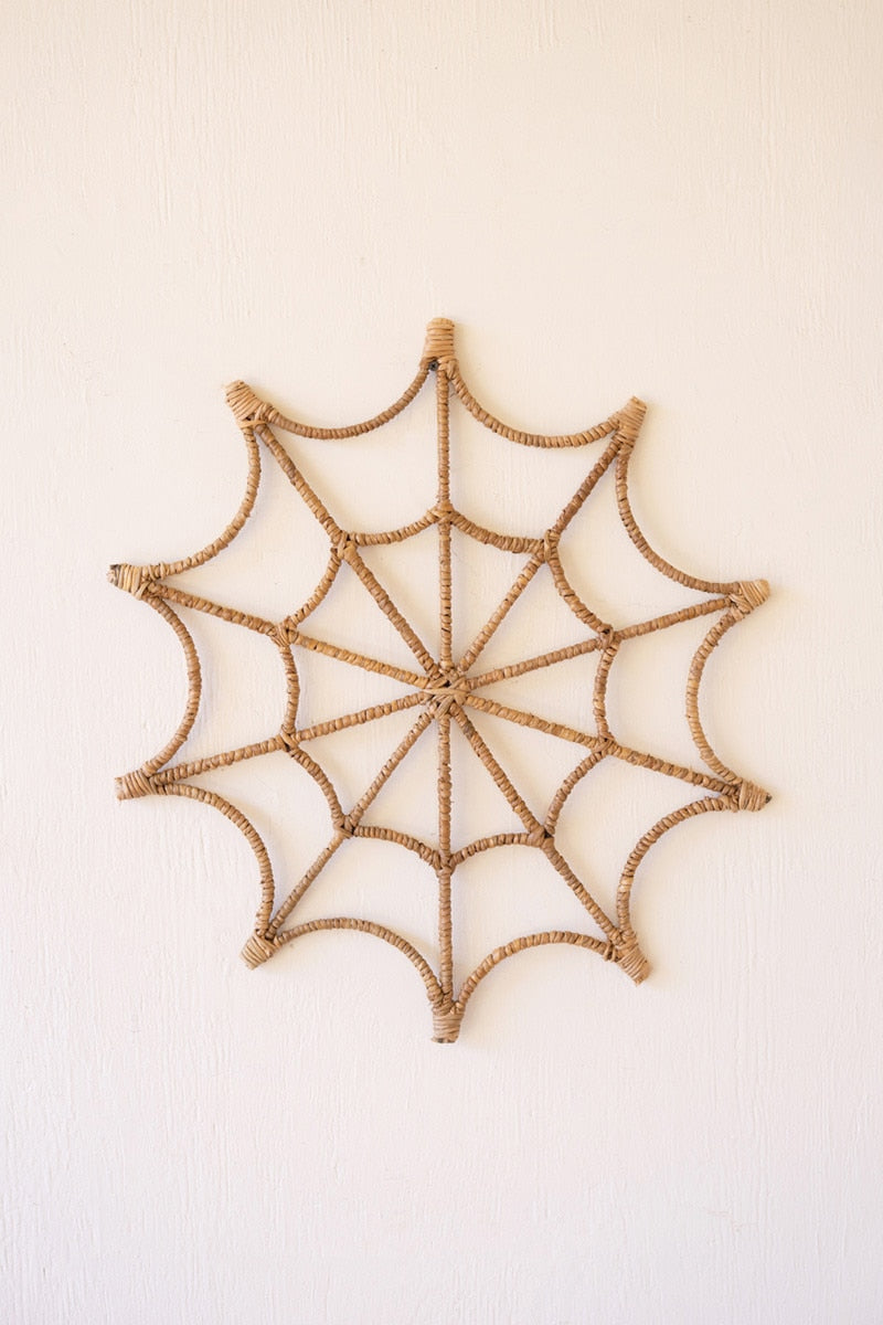 Seagrass and Iron Spider Web Wall Hanging