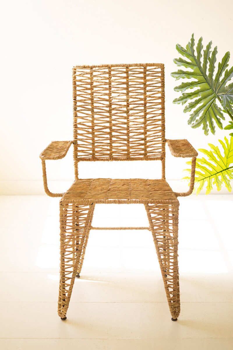 SET OF 2 - IRON AND SEAGRASS ARMCHAIR