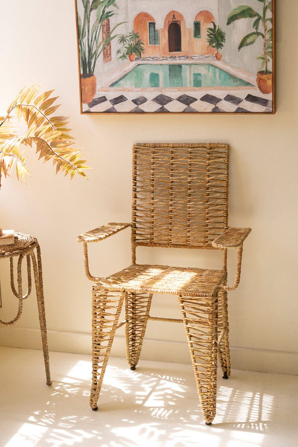 SET OF 2 - IRON AND SEAGRASS ARMCHAIR