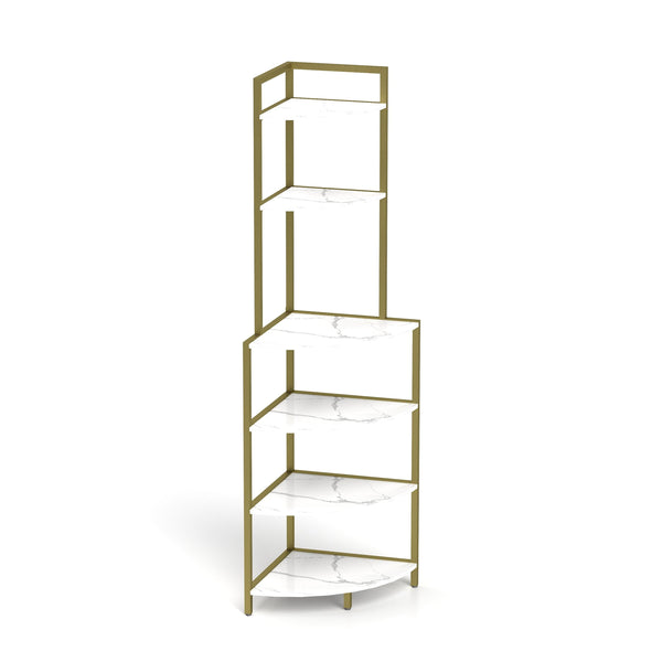 6-story corner open bookshelf, modern bookshelf, wooden frame, independent bookshelf unit,