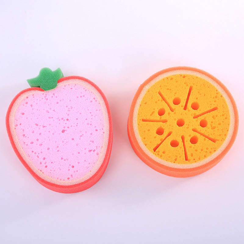Fruit Sponge Dish Washing Brush Non-Stick Oil Kitchen Compressed Sponge Wipe Printing Household Brush Bowl Bath Absorbent Cotton