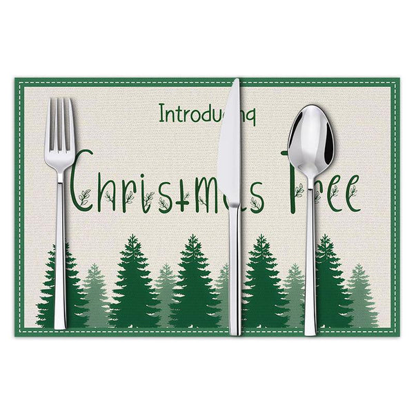 stmas linen placemats holiday party decorations insulation mats linen Christmas tree printed coasters