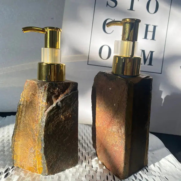 1 PCS Natural Pink Crystal Stone Press Bottle Dispenser 30ml Liquid Dispenser Shower Gel Wash Light Luxury Bathroom Accessory - Gifts for You 'n Me