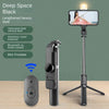 Wholesale Bluetooth Selfie Stick with Fill Light Extended Universal Phone Live Streaming Tripod - Q02S-Black 104CM (Stainless Steel Tube + Three-color Fill Light)