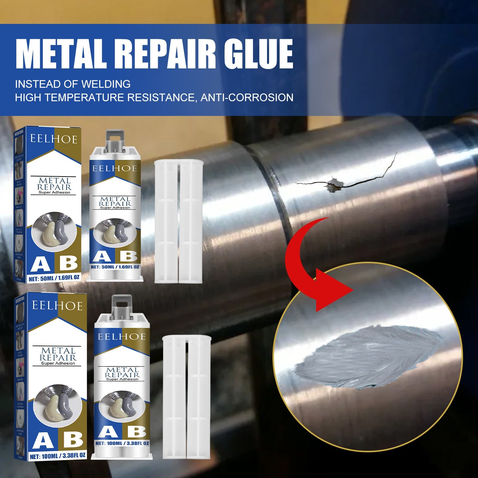 Metal Repair Glue, Crack Filling And Leak Plugging Quick Dry Crack High Temperature Welding Metal Repair Agent