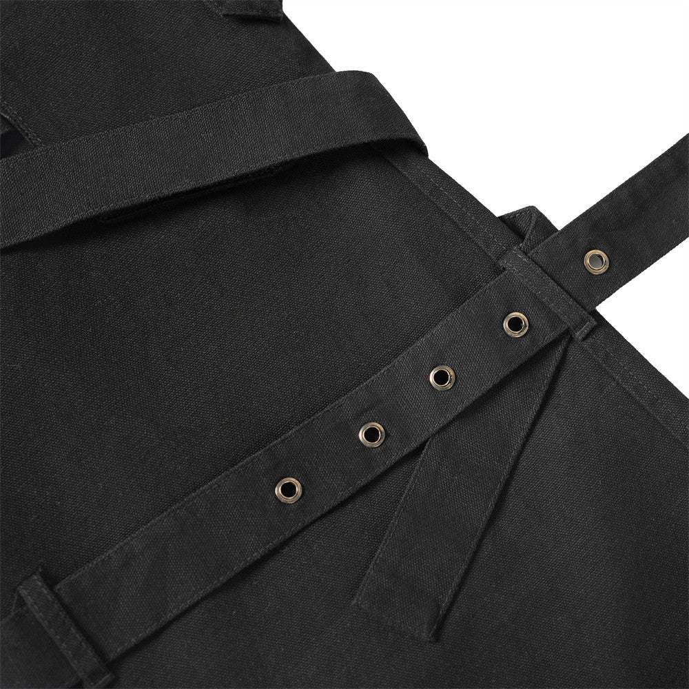 High Street Style Multi-Pocket Workwear Flared Trousers with Belt Design for Men