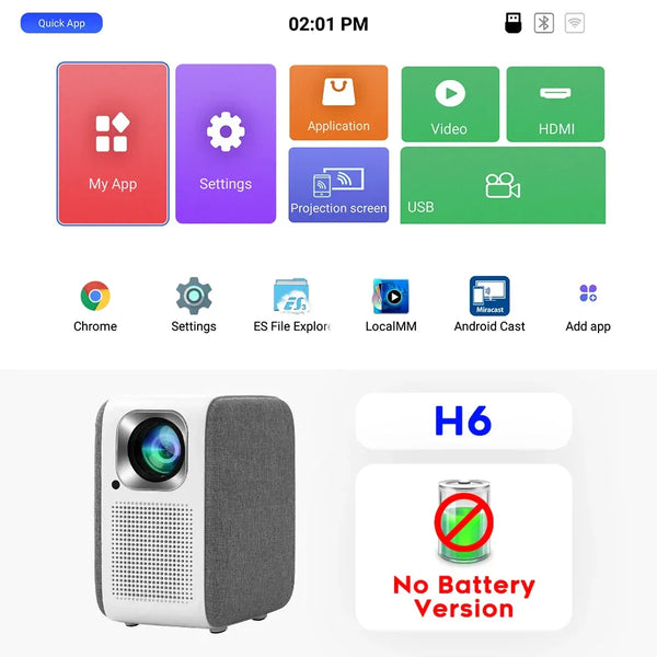 Original Touyinger H6 LED Android Projector Full HD 1080P Outdoor projectors WIFI Portable Beamer MINI TV Led Home Theater - Gifts for You 'n Me