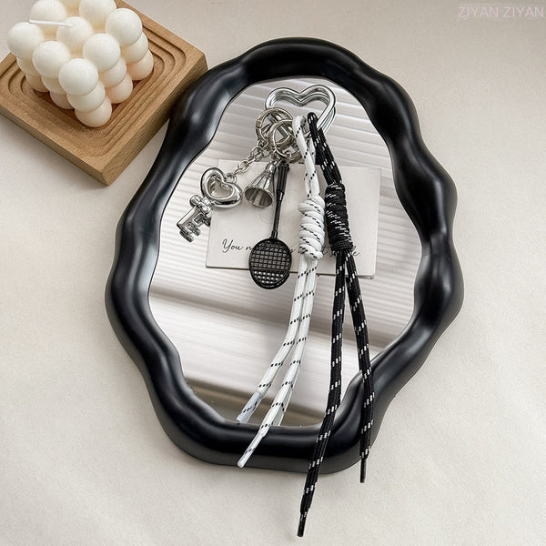 Miu Style Bag Charm Couple Edition Billiard Black 8 Decorative Chain Korean INS Alloy Badminton Climbing Keychain