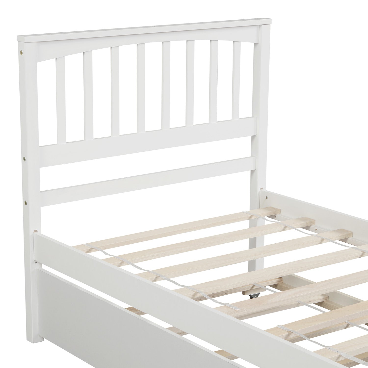 Twin size Platform Bed with Trundle White V.I.P Digital Presence