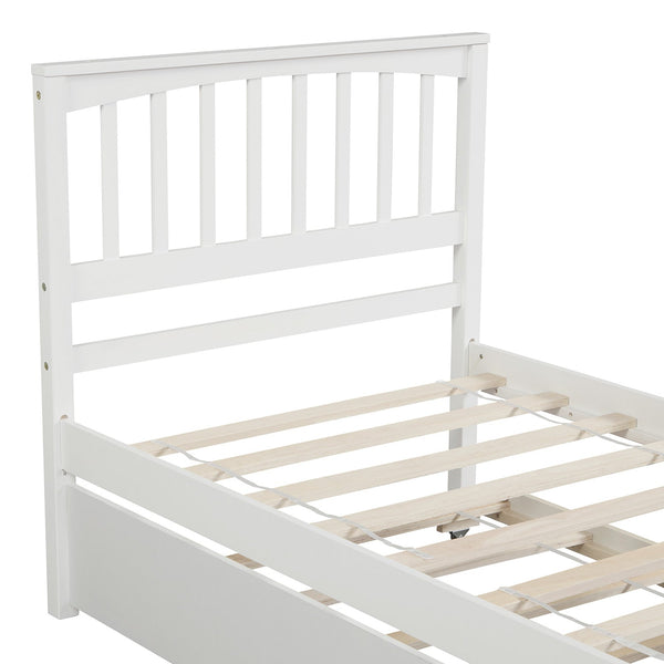 Twin size Platform Bed with Trundle White V.I.P Digital Presence
