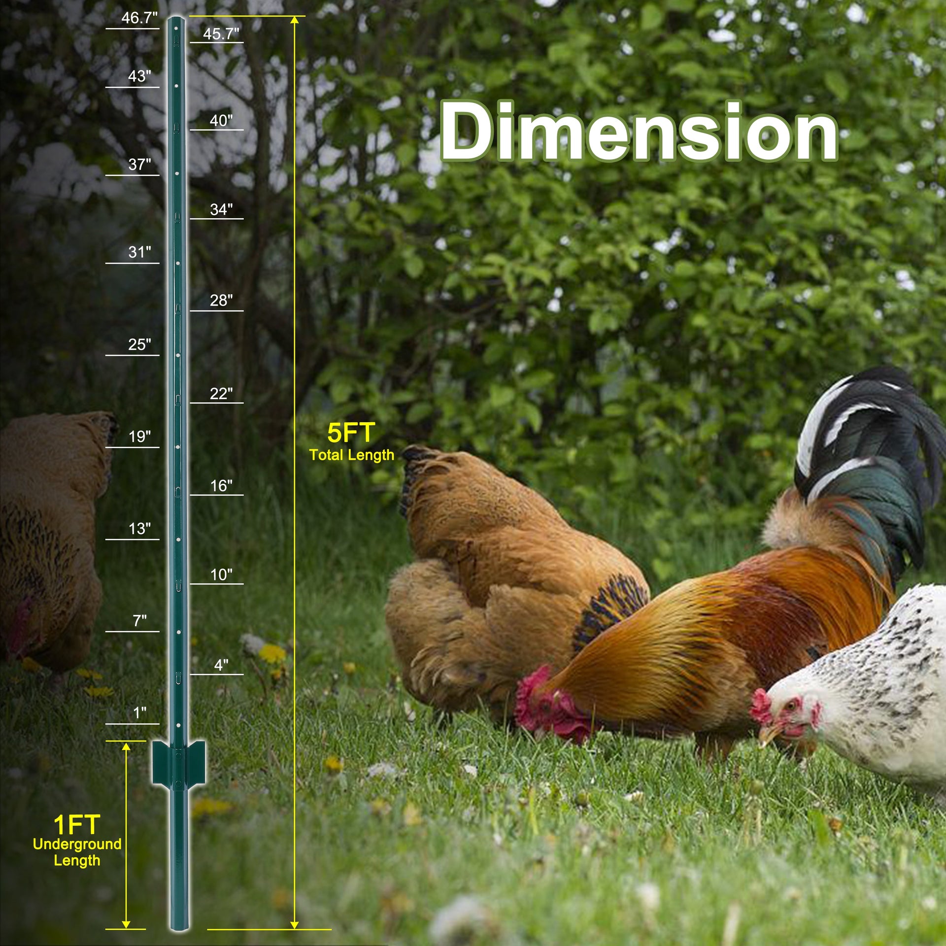 Fence posts ranging from 5 feet to 10 bags, heavy-duty metal fence posts with U-shaped grooves