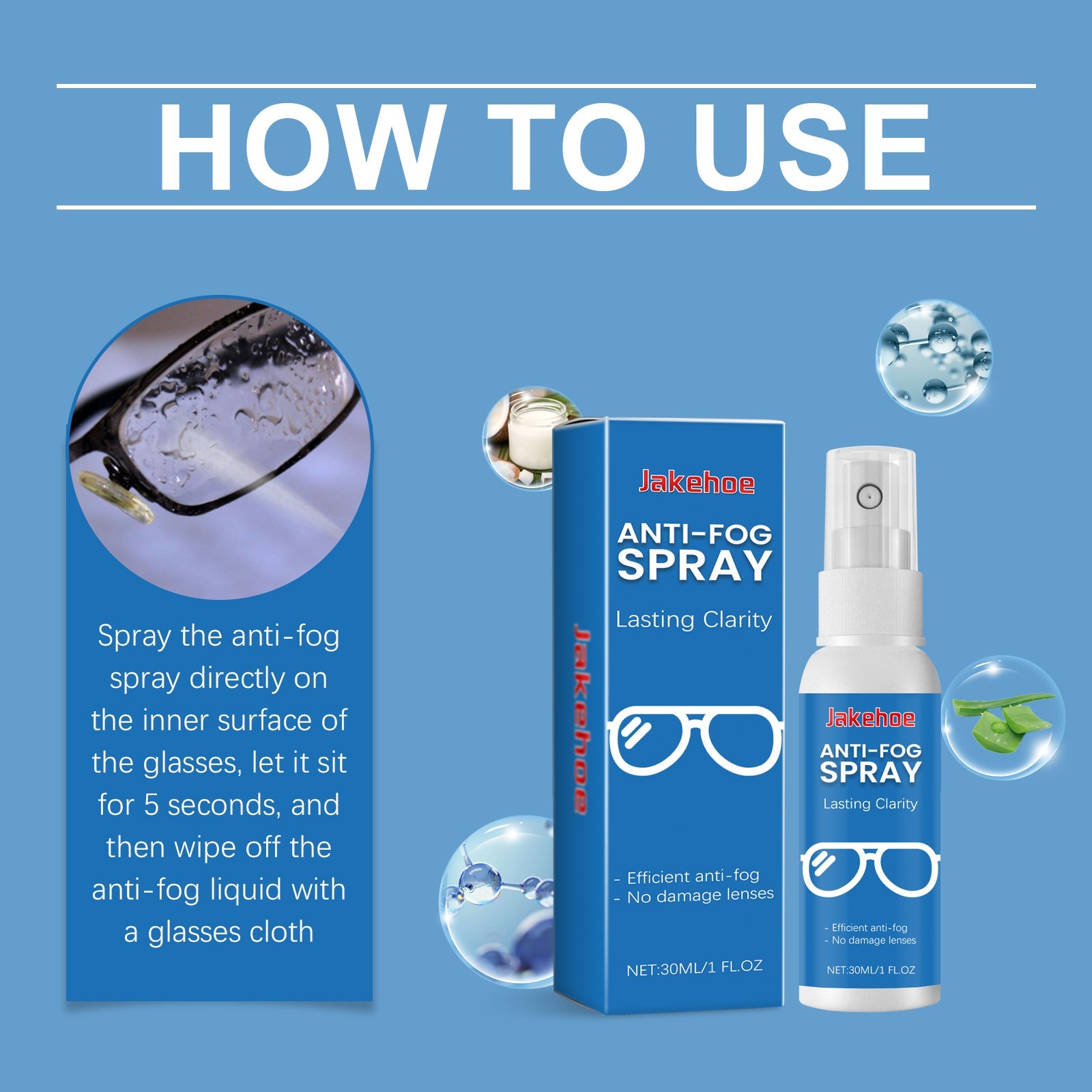 Glasses Anti-Fogging Cleaning Spray, Glasses Anti-Fogging Clear Vision Cleaning Lens Maintenance Spray