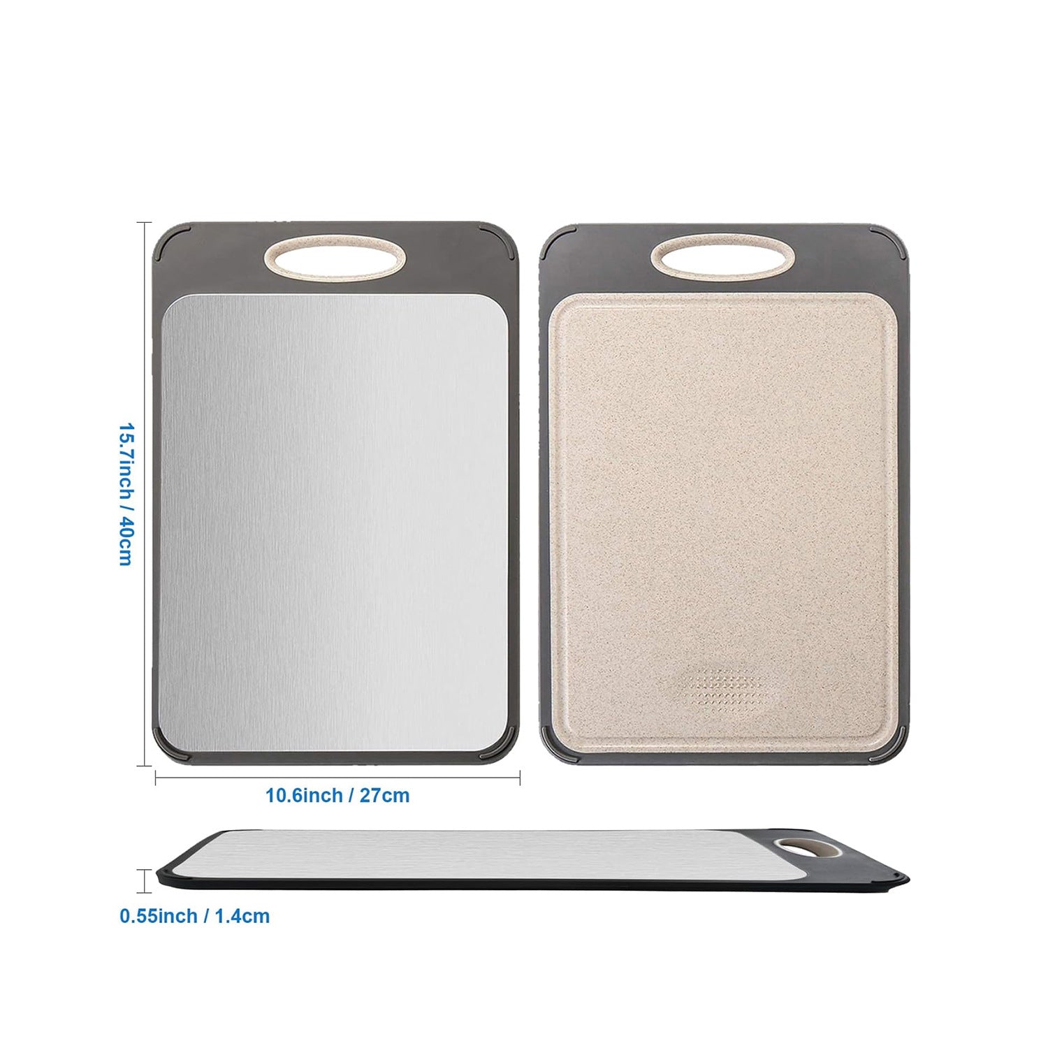 Double sided plastic stainless steel cutting board for household kitchen wheat straw PP cutting board cutting board