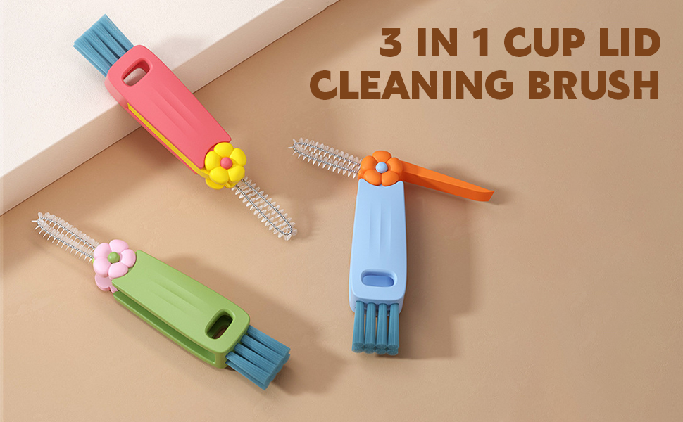 3 in 1 Cup Lid Cleaning Brush Crevice Cleaning Brush for Bottle Gap Tight Spaces Cup